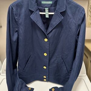 Ralph Lauren Women's Blue Blazer with Gold Buttons